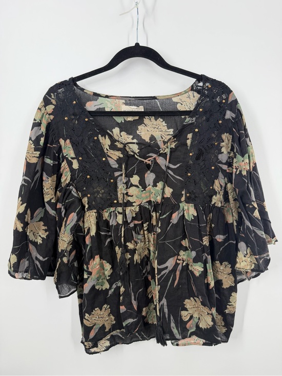 Denim & Supply Ralph Lauren Tops - Ralph Lauren Denim & Supply Floral Flutter Sleeve Black Top